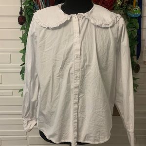Peter Pan Collar Long Sleeve White Blouse